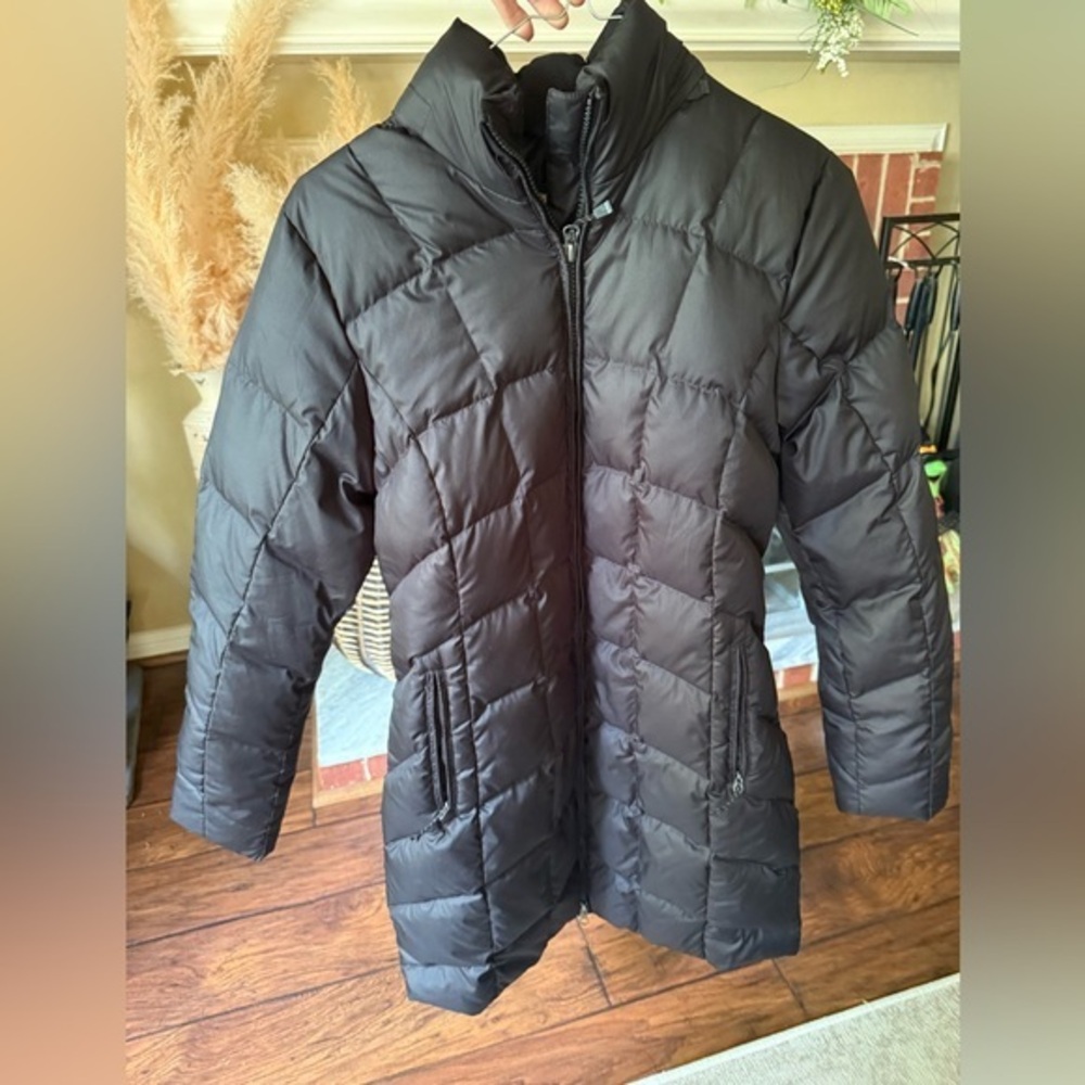 Eddie Bauer Jacket Women's Medium Black Puffer Full Zip Parka  Down Coat XS